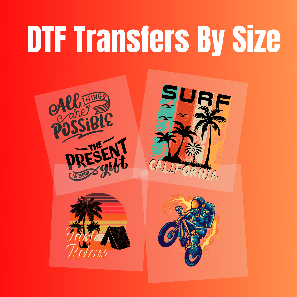 DTF Transfers By Size (2-3 Business Day TAT)